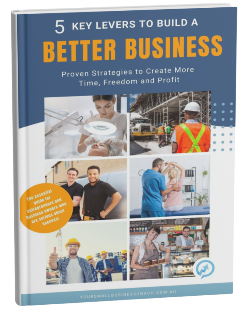 Book cover titled "5 Key Levers to Build a Better Business" featuring images of professionals and business environments.