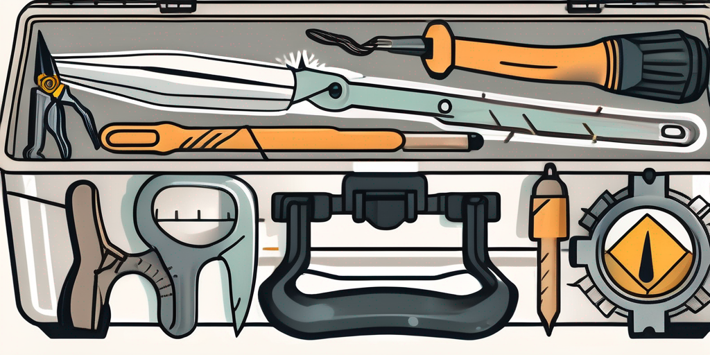 A tool box with various tools, useful for an electrician or business coach.