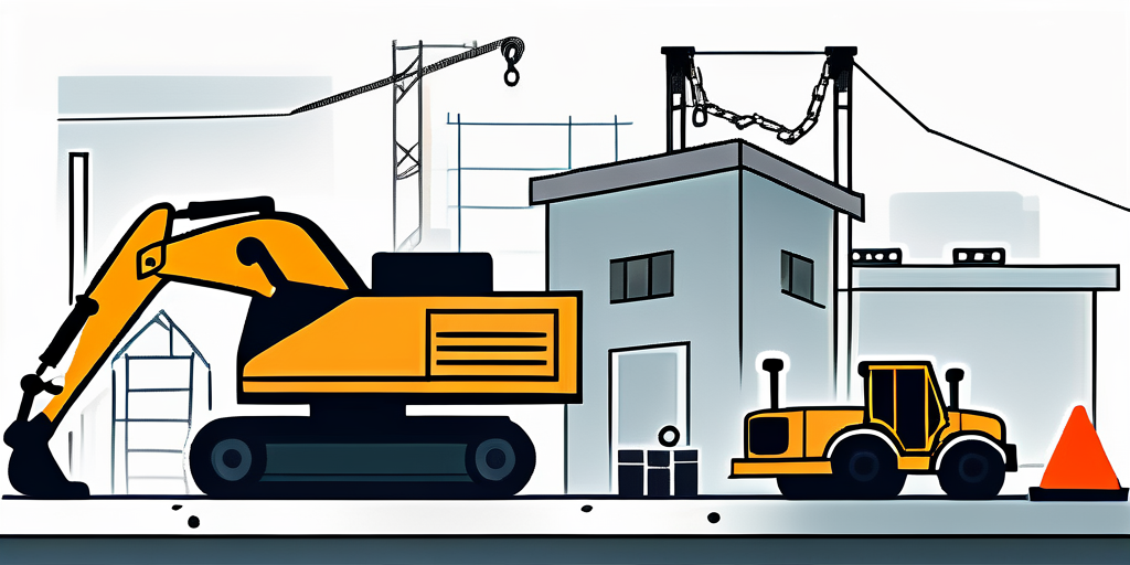 A business construction site with a crane and a building.