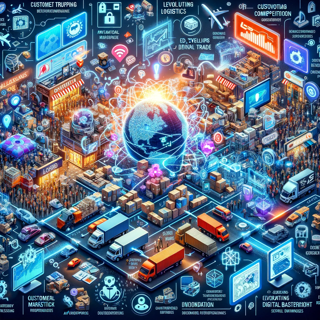 A 3D illustration of a futuristic world shaped by ecommerce business strategies.