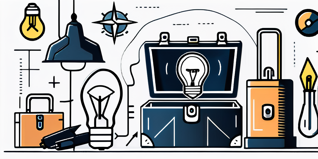 A drawing of a light bulb and other items for an electrician.