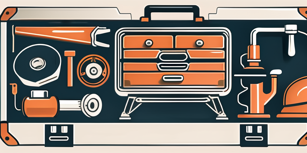 An illustration of tools in a business briefcase.
