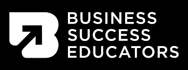A logo with a stylized "B" and arrow icon on the left, and the words "Business Success Educators" in bold, white text on a black background—perfect for a tradie business coach Perth seeking standout branding.