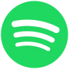 Green circle with three curved black lines in the center, representing the Spotify logo.