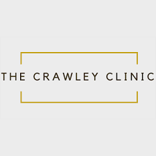 Logo for The Crawley Clinic, an allied health business coach Melbourne, featuring the clinic name in black uppercase letters framed by gold horizontal lines on a white background.