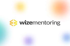 Wizementoring logo with yellow abstract icon on the left and the text "wizementoring" in black and gray, representing business coaching for accountants, set on a white background with blurry colored spots.