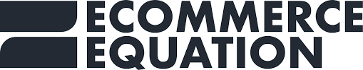 Logo with the text "Ecommerce Equation" in bold, black letters beside a geometric design featuring a rounded square segment—perfect for an ecommerce business coach Sydney looking to elevate their brand identity.