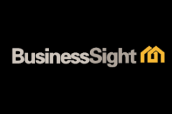 BusinessSight logo with the word "BusinessSight" in gray and white letters, featuring a yellow graphic resembling a stylized house on the right—ideal for an electrical business coach Perth professionals trust.