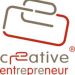 Logo with overlapping paperclip shapes above the words "creative entrepreneur" in stylized red and brown lowercase letters, perfect for an entrepreneur coach Melbourne seeking a modern, professional brand identity.