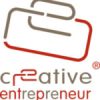 Logo with overlapping paperclip shapes above the words "creative entrepreneur" in stylized red and brown lowercase letters, perfect for an entrepreneur coach Melbourne seeking a modern, professional brand identity.
