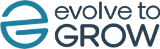 Evolve to Grow logo featuring a stylized lowercase "e" in a blue circle next to the words "evolve to GROW" in dark text, reflecting its identity as an entrepreneur coach Melbourne business owners trust.