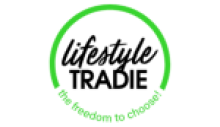 Lifestyle Tradie logo with black and green text inside a green semicircle, reading "lifestyle TRADIE" and "the freedom to choose!" underneath—perfect for a plumbing business coach in Sydney seeking standout branding.