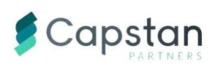 Capstan Partners logo featuring a teal and blue abstract icon to the left of the company name in a modern font, ideal for an allied health business coach Sydney professionals trust.