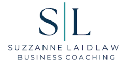 Logo for Suzanne Laidlaw Business Coaching, featuring the initials "SL" above the full business name in dark blue text—ideal for a tradie business coach Perth professionals can trust.