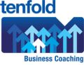 Logo for Tenfold Business Coaching, ideal for a construction business coach Melbourne, featuring multiple upward-pointing arrows in various shades of blue beneath the company name.