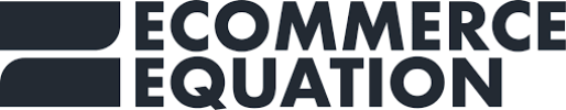 Logo with the text "Ecommerce Equation" in bold, black letters beside a geometric design featuring a rounded square segment—perfect for an ecommerce business coach Sydney looking to elevate their brand identity.