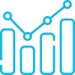 Icon showing four vertical bar charts and a line graph above them, representing data analytics or statistical analysis.