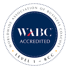 WABC Accredited Level 1 – RCC logo representing the Worldwide Association of Business Coaches certification.